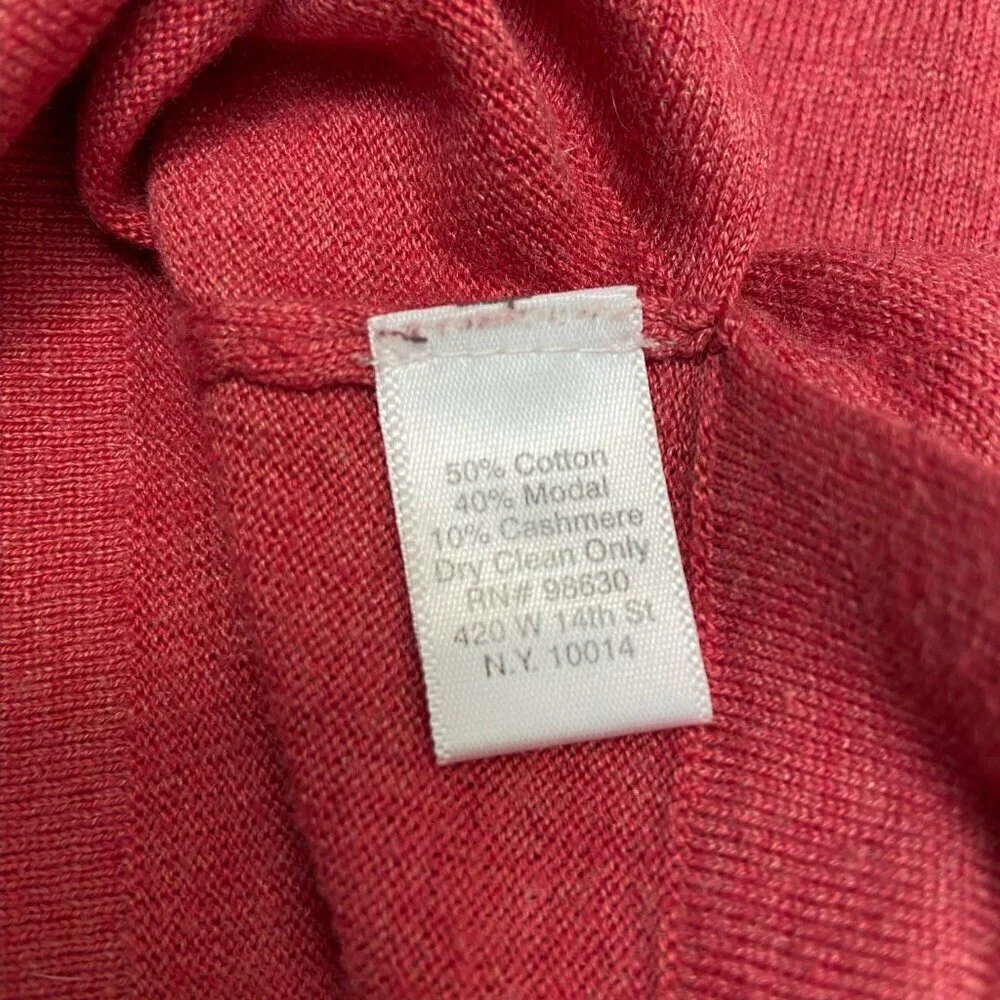 Lilla P Cashmere Cotton Blend Lightweight Pullover Sweater Tunic Coral Size XS